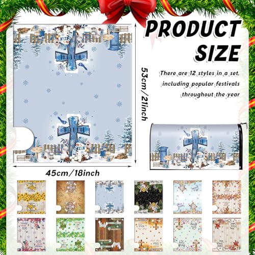 Image of Dispowreath 12 Pcs Christian Seasonal Mailbox Covers Magnetic Standard Size 18 x 21 Inch Spring Easter Summer Patriotic Magnetic Mailbox Covers for Garden Yard Outdoor Decor