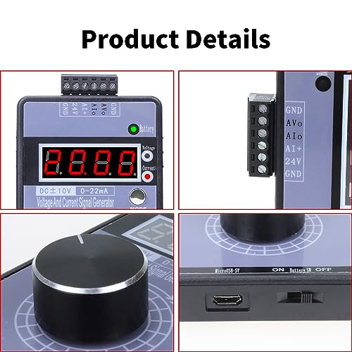 Image of DC ±10V 0-22mA /4-20mA Signal Generator, Current Voltage Signal Generator Interface Analog Simulator for PLC and Panel Debugging, Device Testing, Frequency Converter, Flow Valve