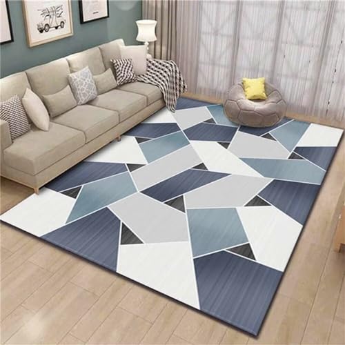 Tapis industriel bleu gris au design géométrique haut de gamme - 2