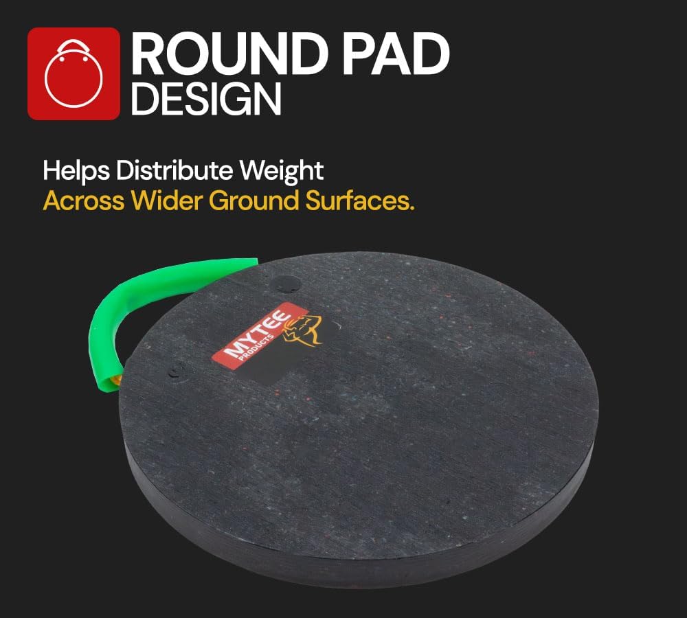 Mytee Products 2 Pack 12" Round Outrigger Pad - Heavy Duty UHMWPE Crane Stabilizer Pad with Rope Handle, 16,950 lbs Vertical Load Capacity for Cranes, RVs & Heavy Equipment