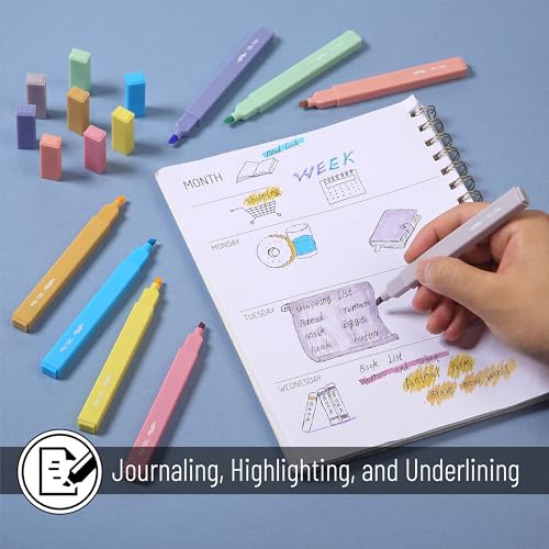 Image of Mr. Pen na aesthetic highlighters, 8 pcs, chisel tip, mixed colors, bible markings without bleeding