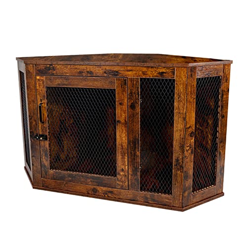 Onessaimei Corner Dog Crate Wooden Dog Crate Furniture-Style Dog Kennel ...