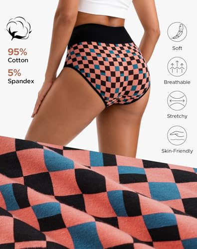 Image of INNERSY Women's High Waisted Underwear Cotton Panties Regular & Plus Size 5-Pack
