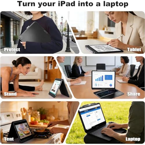 Image of for iPad Pro 13 inch Case with Keyboard (M5 /2025,M4 /2024)& iPad Air 13 (M4 /M3 /M2) &iPad Pro 12.9 (6th /5th /4th /3rd Gen),360 Swivel &Rainbow Backlit with Pencil Holder-Black
