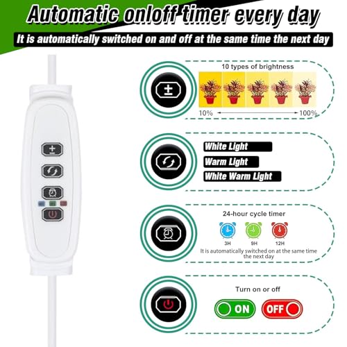 LED-Pflanzenlichtstreifen, CUPAN Vollspektrum-Wachstumslichter für Zimmerpflanzen mit Auto ON & Off Timer, 10 dimmbare Stufen, 144 LEDs Pflanzenwachstumslampen 3er Pack 2 LED-Pflanzenlichtstreifen, CUPAN Vollspektrum-Wachstumslichter für Zimmerpflanzen mit Auto ON & Off Timer, 10 dimmbare Stufen, 144 LEDs Pflanzenwachstumslampen 3er Pack – Bild 2