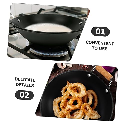 Garneck 2pcs Metal Wok con Asas Dobles para Cocina miniatura 4
