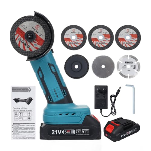 Weytoll Mini Amoladora Angular sin Escobillas 19000 rpm, 2 Baterías de 2000 mAh, Amoladora Inalámbrica con 7 Muelas para Decoración del Hogar, Ranurado de Paneles de Pared