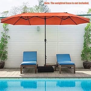 Tangkula 15ft double sided patio umbrella outdoor extra large umbrella whand crank system air vents market twin umbrella w 12 rib sturdy metal frame for poolside garden backyard orange  urban country home decor