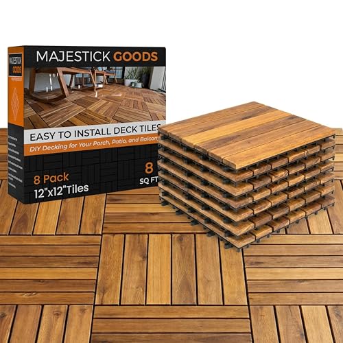 Majestick Goods Interlocking Long Slat Deck Tiles 12"x12"– Stylish Patio
