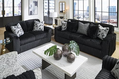 Signature Design by Ashley Jumbo Corduroy Living Room Sofa, Black Couch - image 5