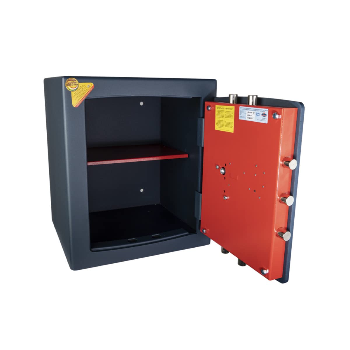 Technomax, Cassaforte a mobile, Gold Moby Diplo, modello GMD/7, Apertura con chiave a doppia mappa + combinatore a 3 volantini, Dimensioni mm. 490 (H) x 430 (L) x 400 (P)