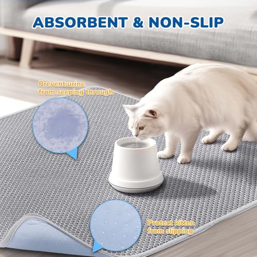 Image of BurgeonNest Cat Litter Mat 47 inch x 35 inch XL, Washable Urine-Proof Non-Slip Gray