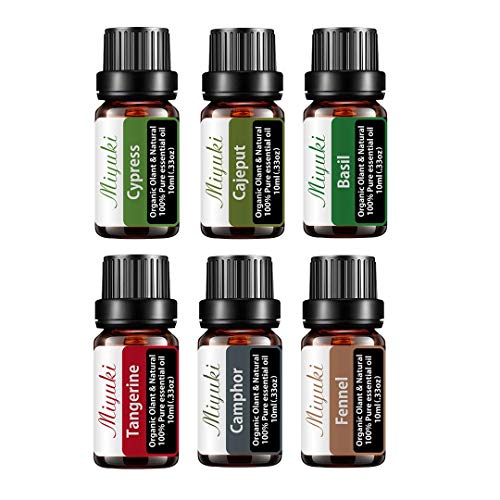 Miyuki 2Pack Basil Essential Oils And 6Pack Essential Oils With Tangerine Cypress Cajeput Basil Camphor Fennel #TOP16