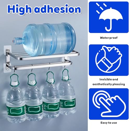 Image of Adhesive Wall Hooks Heavy Duty No Drill Screw Hooks Transparent Self Adhesive Hooks for Kitchen Bathroom Home Storage Waterproof Strong Wall Hanging Hooks