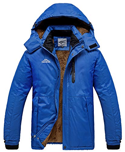 Heihuohua Men's Mountain Waterproof Ski Jacket Windproof Snow Fleece Rain Jacket (Large, Blue-1788)
