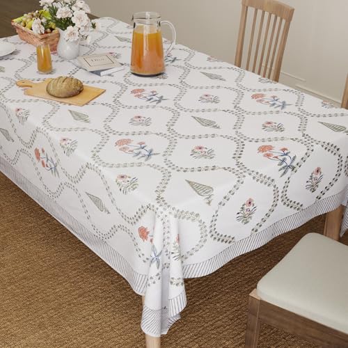 Image of Encasa XO Dining Table Cloth, Jaipuri Block Print Cotton Cover Swiss