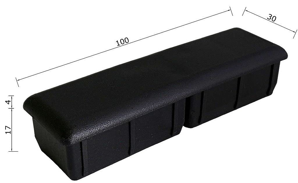 TIBU Zatyczki lamelowe prostokątne zaślepki do rur, zaślepki do rur, osłona, prostokątne, 50 sztuk, rury prostokątne, 100 x 30 x 2 mm
