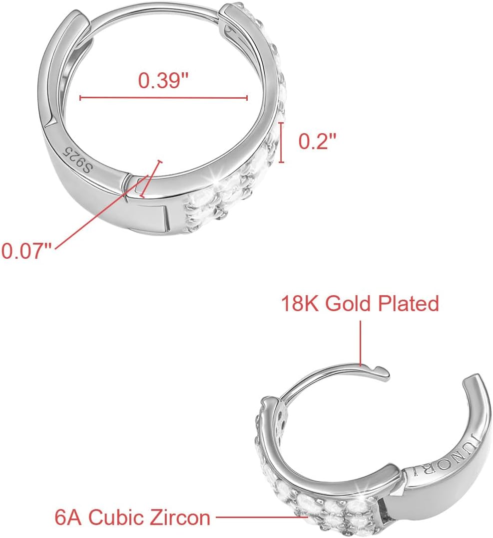 18K White Gold Plated Huggie Hoop Earrings 925 Sterling Silver with Sparkling 6A Cubic Zirconia Lightweight Hypoallergenic Hoops for Women - Image 4