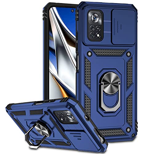 Cover per Xiaomi Poco X4 PRO 5G Custodia Anti Graffio Hard PC Poco X4 PRO 5G con 360° Magnetico Cavalletto Funzione Protezione Fotocamera Poco X4 PRO 5G Originale blu