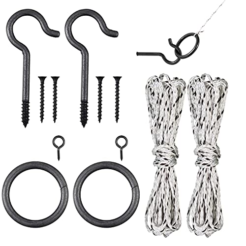2 Set Hook and Ring Swing Game Hardware Set,Include Nylon String,Mounting Screws,Ring and Iron Hook for DIY Indoor or Outdoor Family Fun by WHQXFDZ - Used condition - CA$18.80
