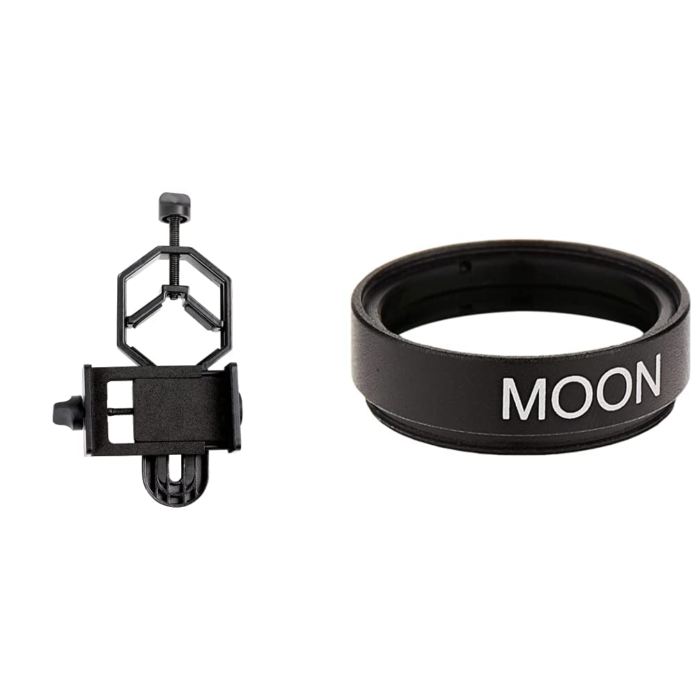 CelestronBasic Smartphone Adapter 1.25" Capture Your Discoveries,Black (81035) & 94119-A 1.25 Inch Moon Filter
