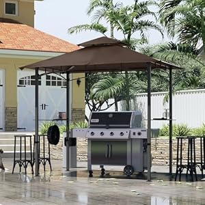 MASTERCANOPY 8 x 5 Grill Gazebo Outdoor BBQ Gazebo Canopy with 2 LED Lights (Brown) MASTERCANOPY 8 x 5 Grill Gazebo Outdoor BBQ Gazebo Canopy with 2 LED Lights Brown