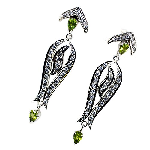 Péridot véritable en boucles d'oreilles argent pour femme chic