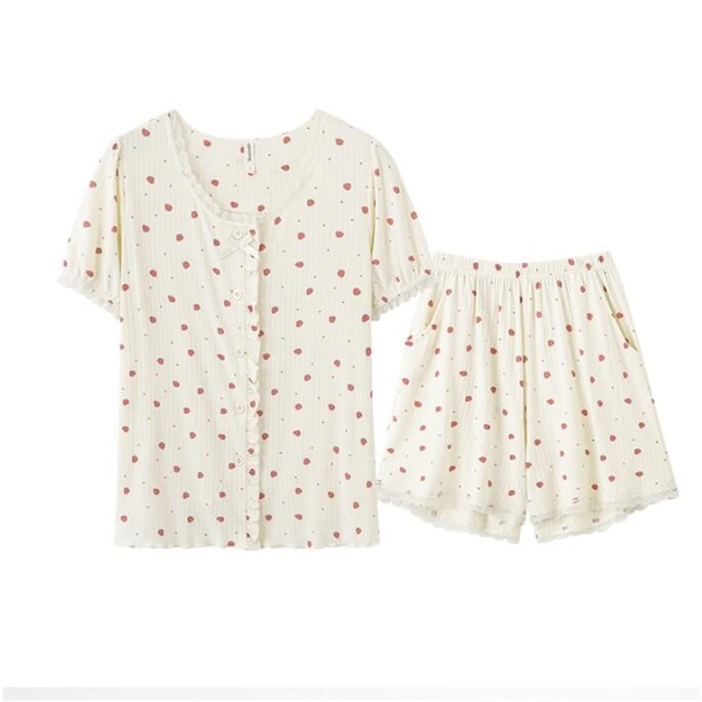 Piżama damska z krótkim rękawem Sweet Strawberry, cienka, letnia, może być noszona jako ubranie domowe, kod D-XXL,D-XXLcode