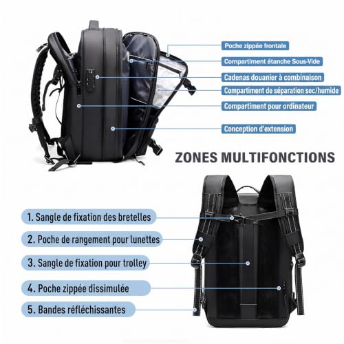 Bewinner Sac a Dos Sous Vide – Vacpack Extensible Résistant à L'eau avec Compression Sous Vide et Grande capacité de 48,3 Cm – vue 2