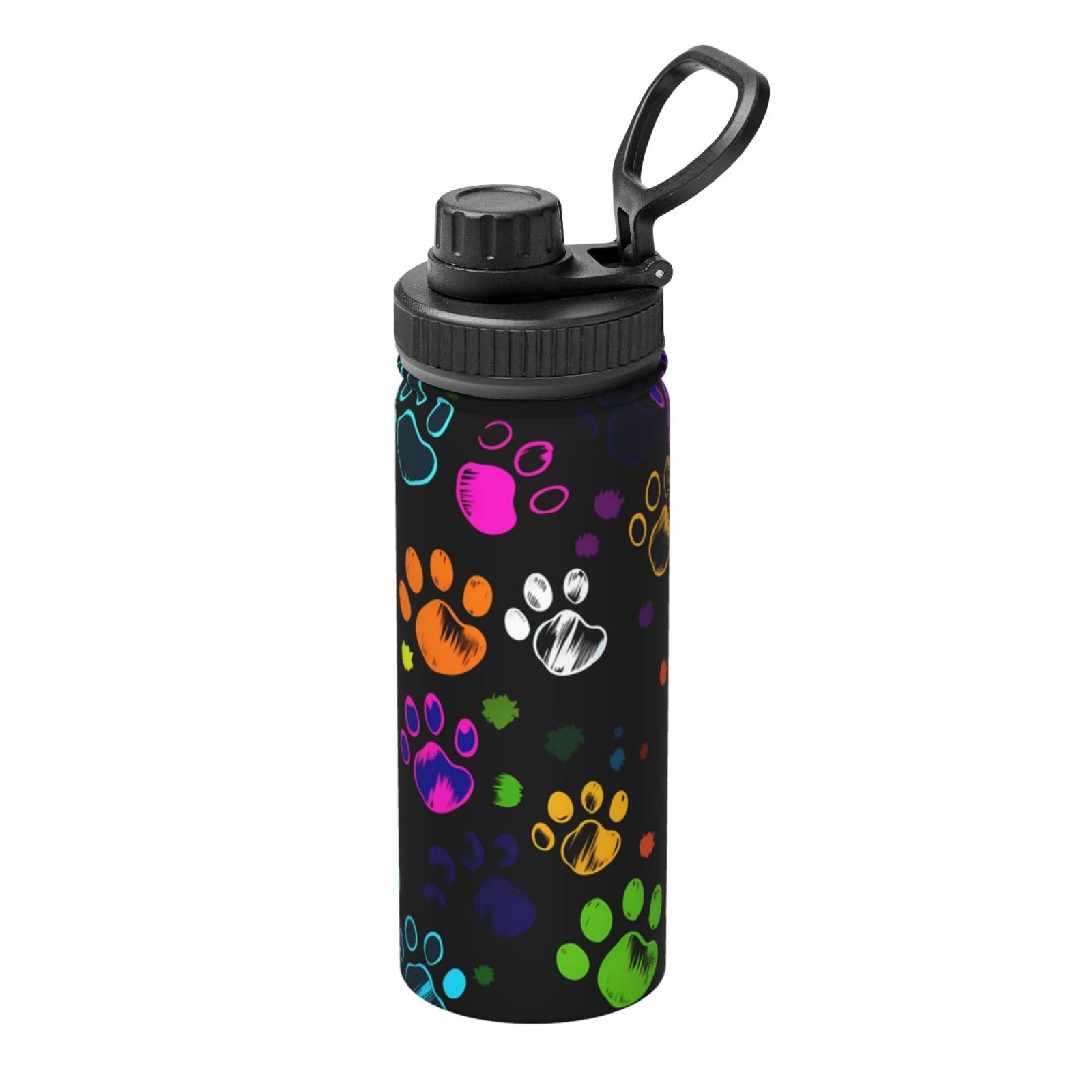 Rainbow Dog Paws Print Sports Water Bottles Stainless Steel 18OZ, Insulated Cup for Travel Gym Outdoor
