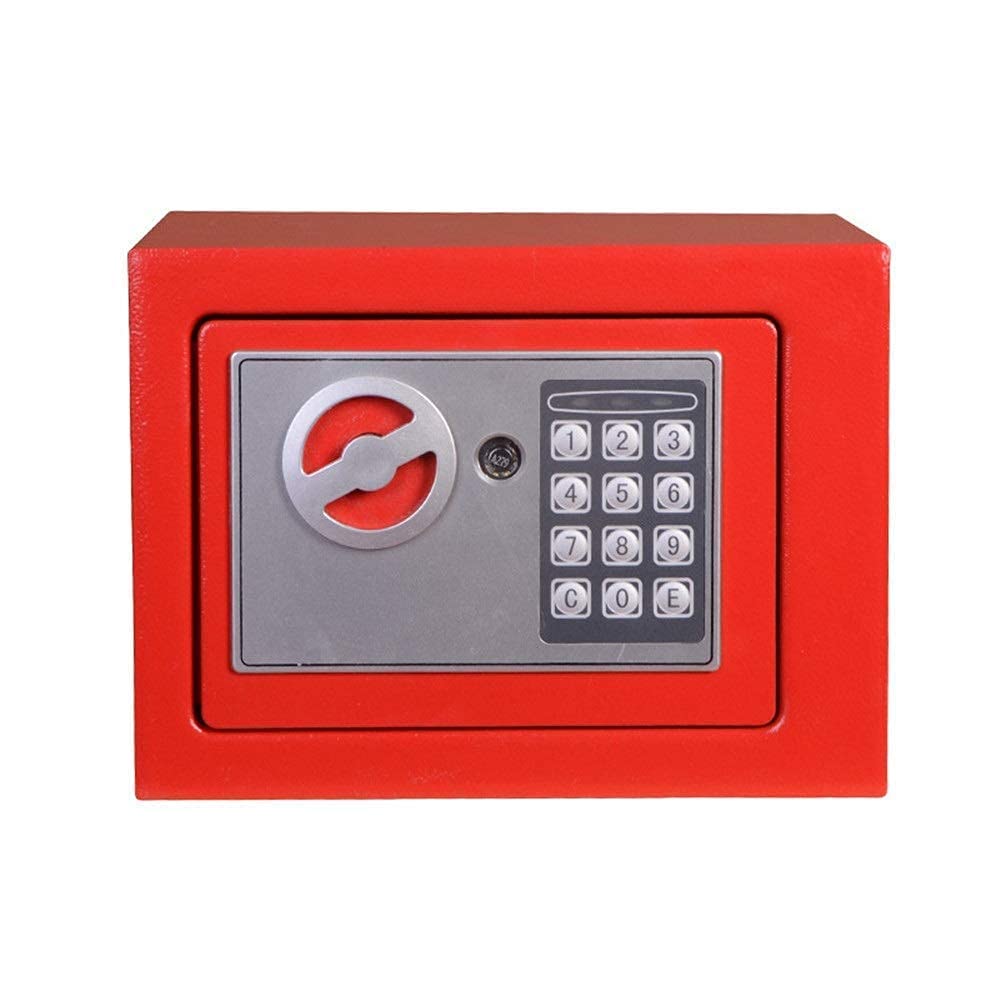 Caja Fuerte Ignífuga, Impermeable, Pequeña, 17 Cm De Alto, Color Azul, 17 X 17 X 22 Cm,Red-17 X 17 X 22Cm