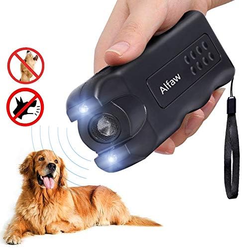 Alfaw LED Ultrasonic Dog Repeller, Electronic Anti Barking Stop Bark Handheld 3 in 1 Pet Dog Trainer with Flashlight, Dog Training Device/Dog Deterrent/Training Tool/Stop Barking