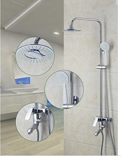 Pomme de douche pluie 20,3 cm en acier chromé avec flexible de 1,5m
