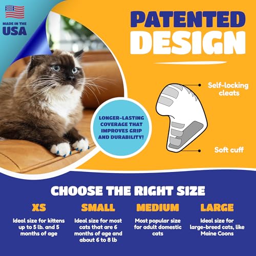 Image of Soft Claws Cat Nail Caps for Medium Cats - (40 Caps, Pink and Green) - Made in USA - Veterinarian-Developed | Protects Furniture & Skin - Easy to Apply, Long-Lasting Anti-Scratch Soft Cat Claw Covers
