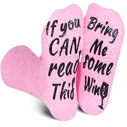 Image of Benefeet Sox Women Wine Sock Fuzzy If You Can Read This Bring Me Wine Socks Funny Gifts Mom Novelty Fluffy Cozy Saying Sock