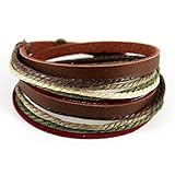 FRD.2Y Genuine Leather Cuff Wrap Bracelet,Unisex Multilayer Leather Braided Adjustable Bracelets for Women & Men (Multicolor-3)