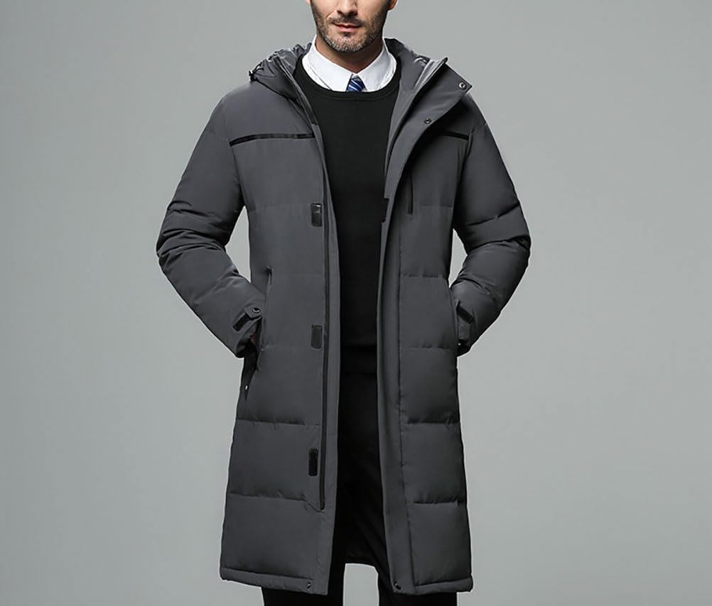 Herren Winterjacke Lange Daunenjacke Warm Parka Jacke mit Kapuze Männer Coat Steppjacke Verdicken Wintermantel Casual Daunenmantel Oberbekleidung Outdoorjacke