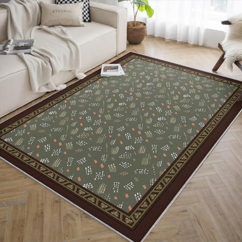Tapis de chambre vert antidérapant lavable 140x200cm - 5