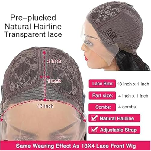 Perruque cheveux humain 13x1 transparent lace finition premium