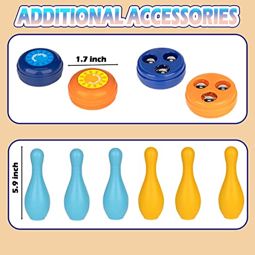 Jstfru Portable Indoor Shuffleboard Table Game, Curling Game And Bowling Game 3 In 1 Board Game Set,With 11.7 Foot Game Mat,2 Cues,8 Curling Rocks,6 Bowling Pins,Fun Family Game #TOP4