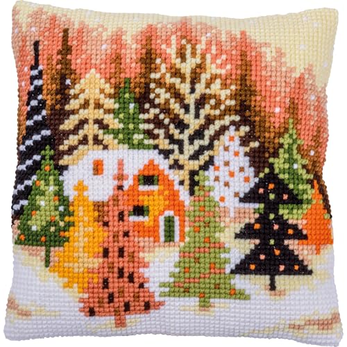 Coussin point de croix Noël VERVACO décoration manuelle pour salon cosy
