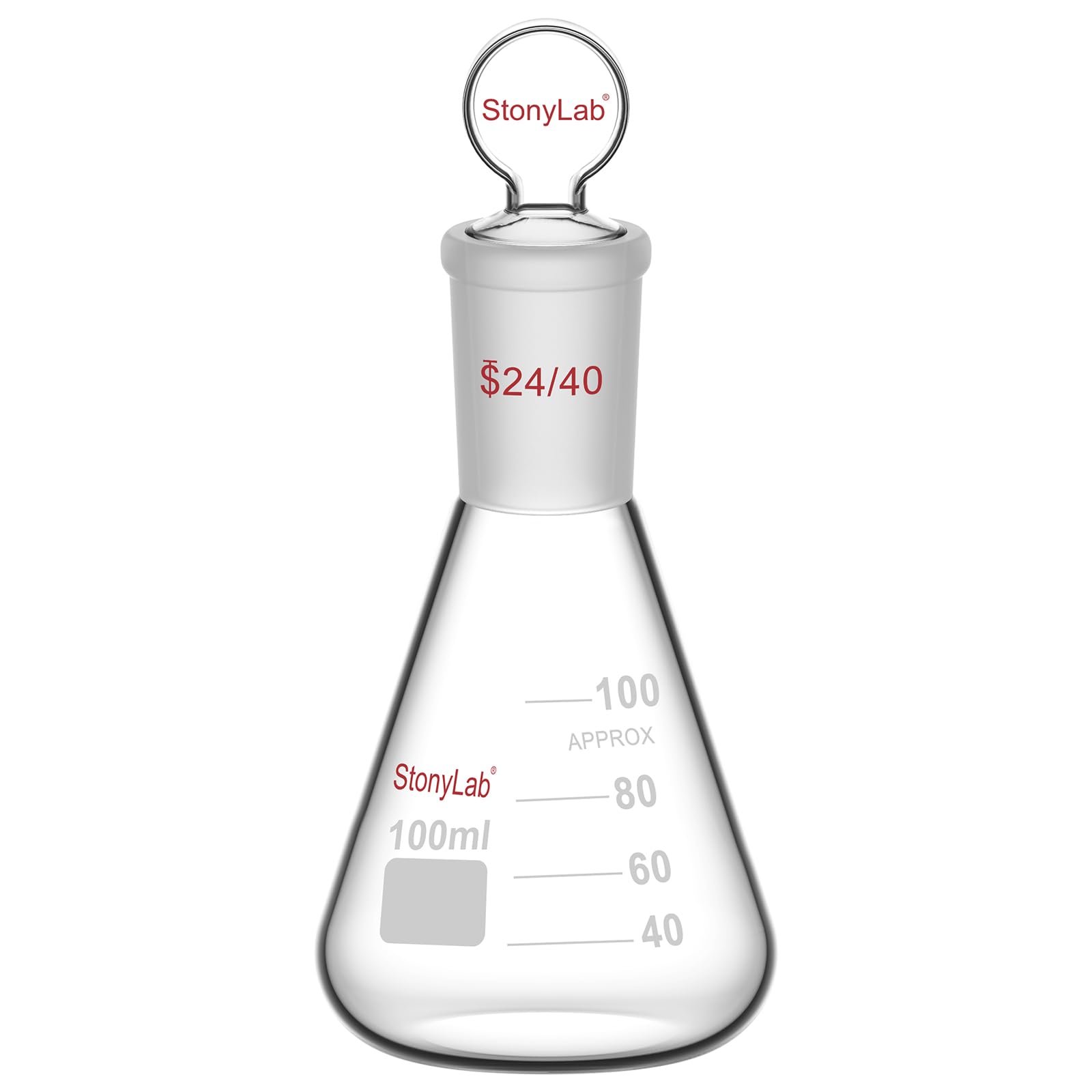 stonylab Glass 24/40 Erlenmeyer Flask with Stopper, 500 ml Borosilicate Glass Heavy Wall Flask with 24/40 Standard Taper Outer Joint and Glass Stopper — Amazon image 11
