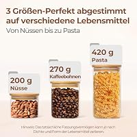 ComSaf Glasbehälter mit Deckel 1,2 L×2/750 ml×2/450 ml×2,Zylinder Vorratsgläser, Stapelbar Vorratsdosen Glas, Vorratsglas mit Holzdeckel Luftdicht, Aufbewahrungsgläser für Aufbewahrung Küche – Ansicht 3