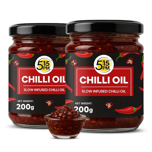 Image of 5:15PM Chilli Oil 200Gm|Crispy Chinese Chilli Oil|Sichuan Chilli Oil Garlic|Slow Infused|100% Natural,Vegan & Gluten Free|No Artificial Colours & Flavour|Perfect Stir-Fries,Noodles,Pizzas,200Gm