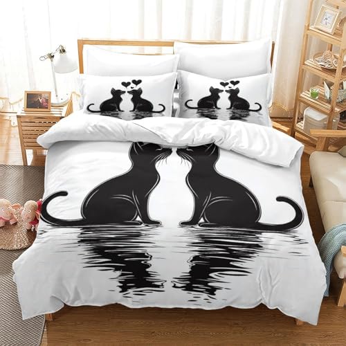 Parure de couette illustration vectorielle chats 3D en tissu microfibre durable