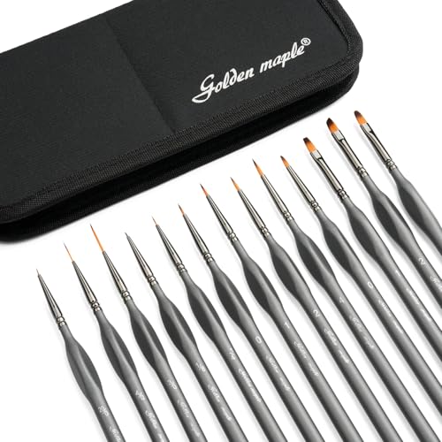 Detailing Paint Brush Set-Golden Maple 13pcs Miniature Paint Brushes Set for Fine Detail Paint, Acrylic Painting, Watercolor, Oil, Models (Grey)