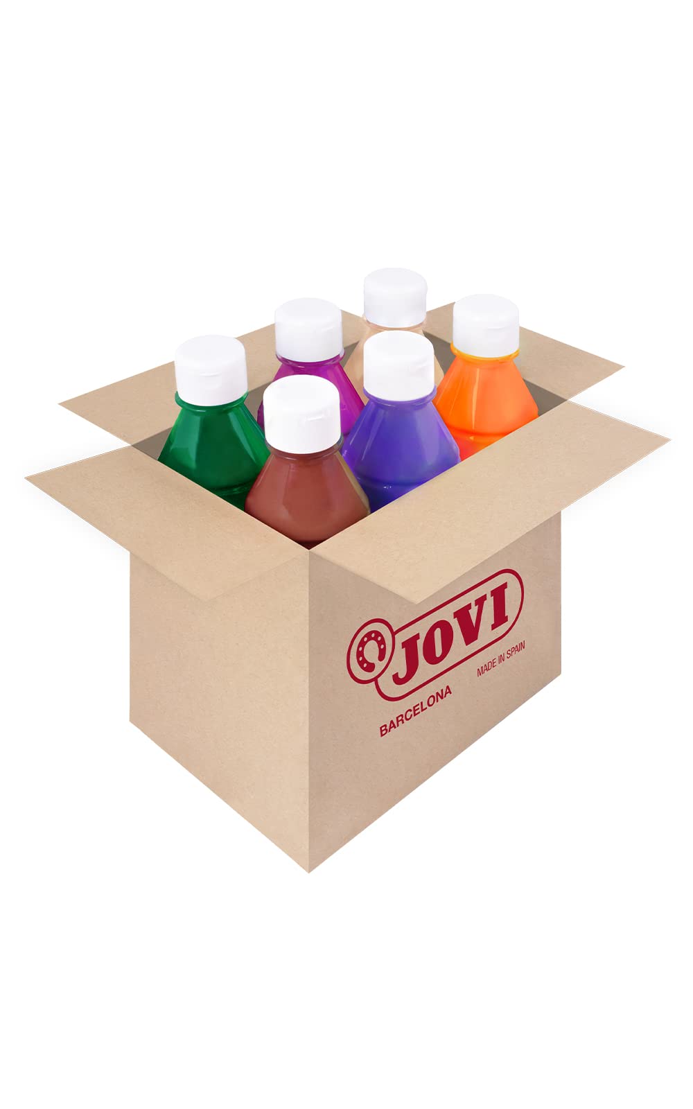 Jovi - Tempera liquide, boîte de 6 bouteilles de 250 ml, couleurs secondaires, peinture à base d'ingrédients naturels, facile à laver, sans gluten, idéale pour un usage scolaire (502/6B)