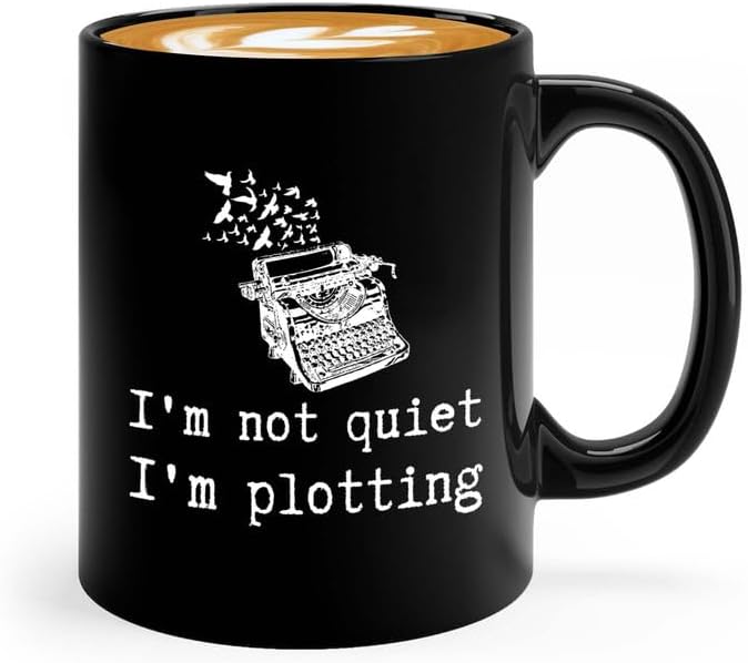 Writer - Taza de café de 11 onzas, color negro, con texto en inglés "I Not Quiet - Regalo divertido de autor para amantes de los libros, libro