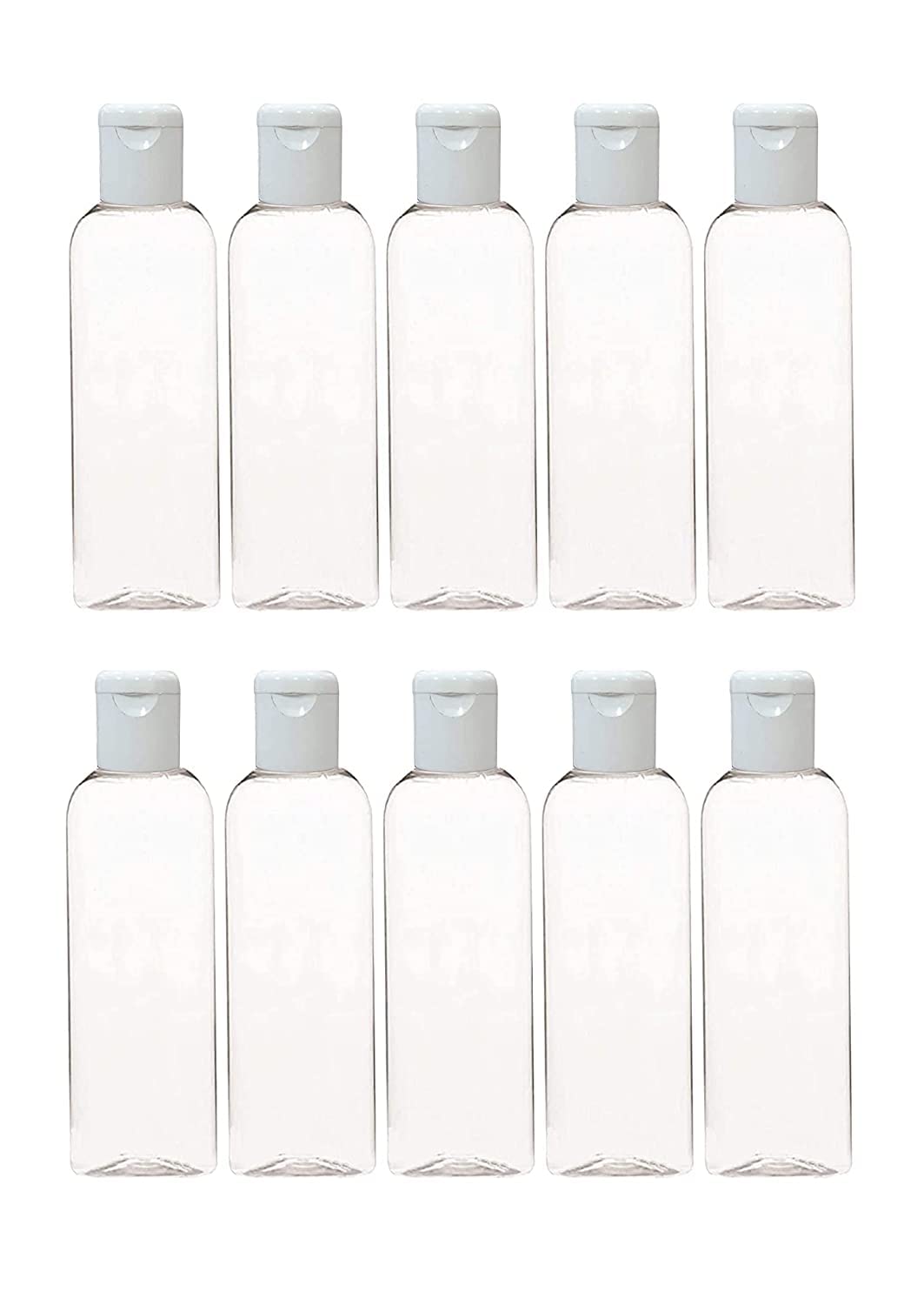 ikis Plastic Refillable Flip-Top Empty Bottle - 100ml (Transparent) - Set of 5