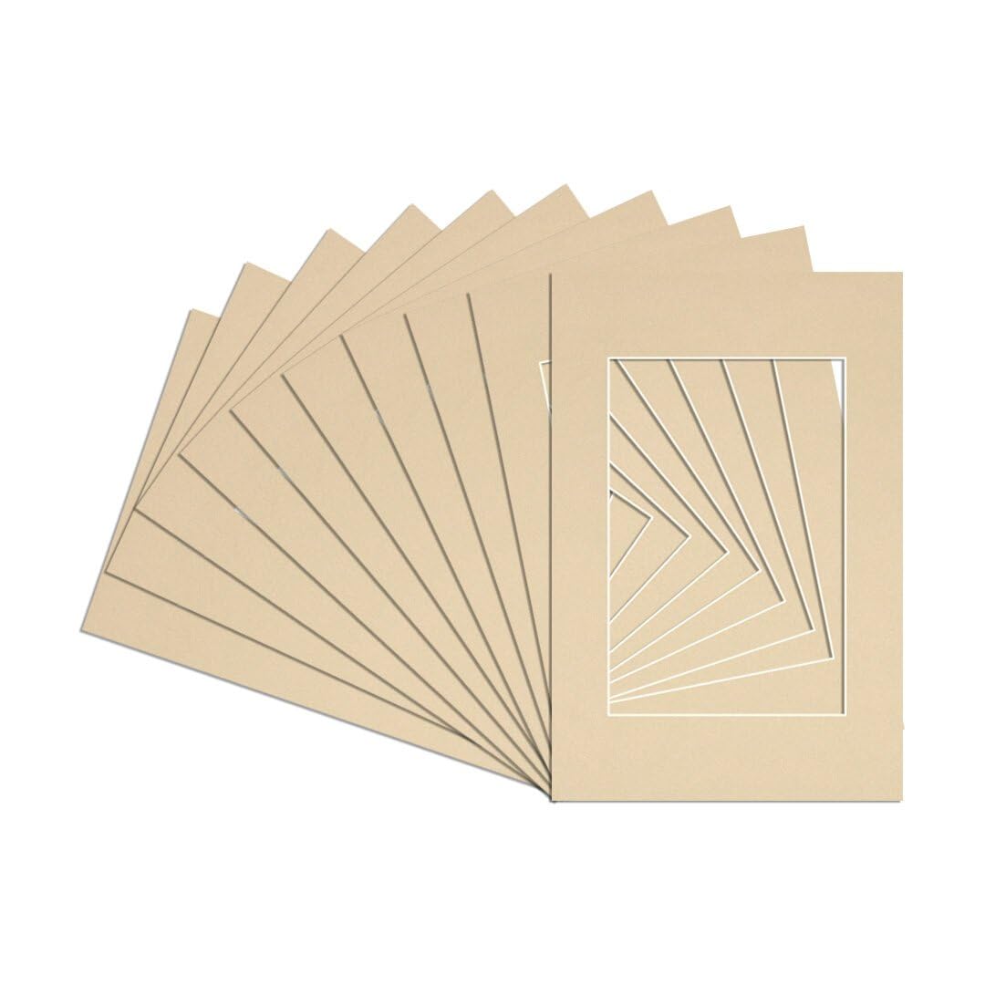 Procut Global 6x4" Ivory Picture Mounts to Fit 4x3" Aperture - Precision Cut Cardboard Photo Mount - Ideal for Frames, Prints, Artwork & Certificates - Sizes & Colours Available - 10 Pack